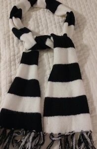Black & White striped scarf with fringes